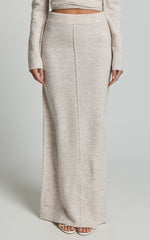 Tessa Maxi Skirt - Knitted Column Maxi Skirt in Stone